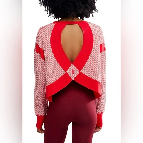 FP Movement Long Sleeve Textured My Time Tee in Victory Red Sz M NWT - Picture 5 of 9